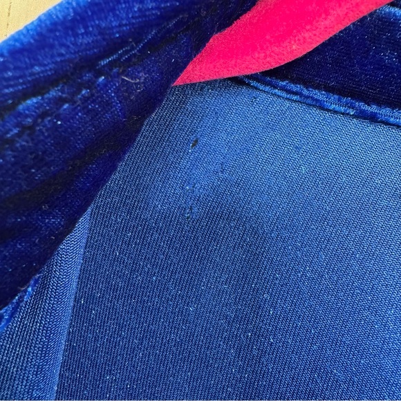 Umgee USA Royal Blue Velvet Button Down Shirt Luxe Boho Holiday Glam Size L - Picture 12 of 14